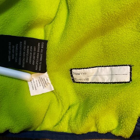 SNOZU KIDS BOYS PUFFER FLEECE LINED SKI JACKET 2T HOODED WINTER COAT BLUE YELLOW - Picture 4 of 9